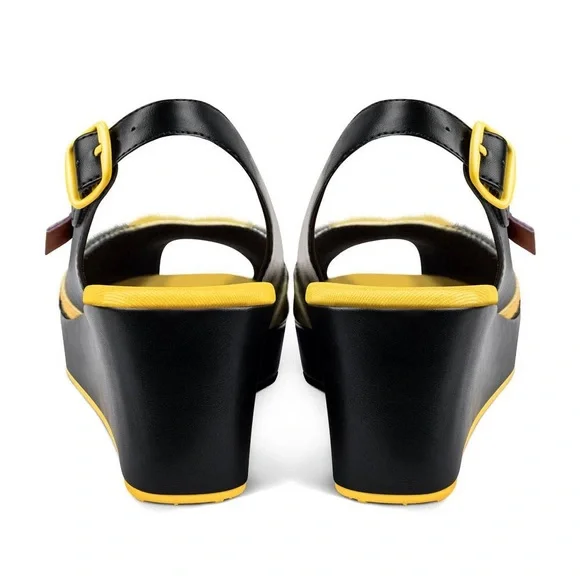 Chocolaticas Queen Bee Women's Mary Jane Slingback Wedge Sandal - Picture 4 of 7